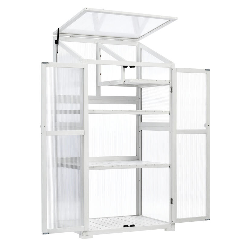 62" Wood Greenhouse with Wheels & Adjustable Shelves