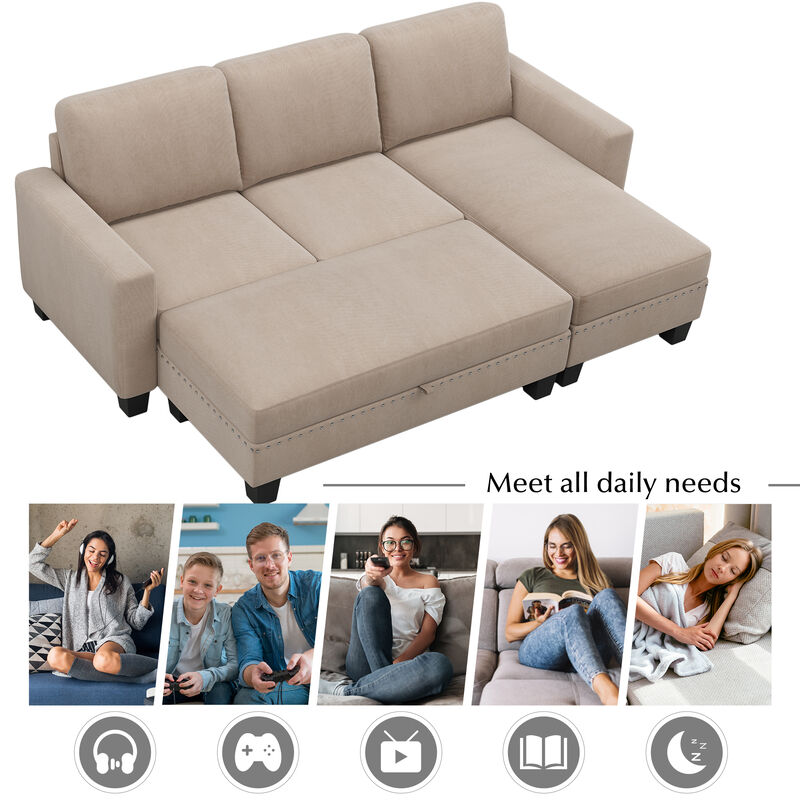 Merax Reversible Sectional Couch with Storage Chaise