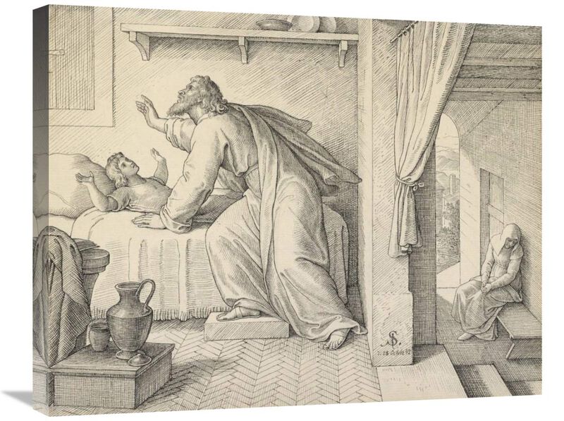 Elijah Revives the Son of the Widow of Zarephath-Canvas Art-28x22