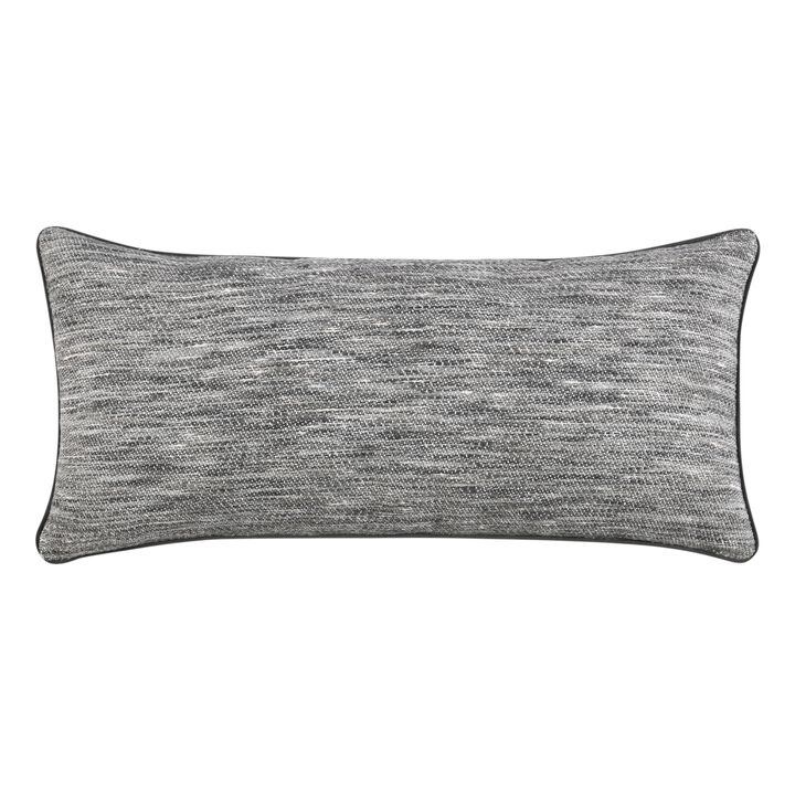 Sam Lumbar Accent Throw Pillow, 16x36 Textured Cotton Blend, Gray - Benzara