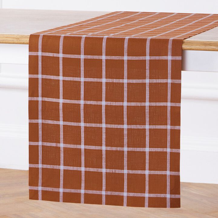 Solino Home 100% Pure Linen Table Runner 14 x 48 Inch | Windowpane