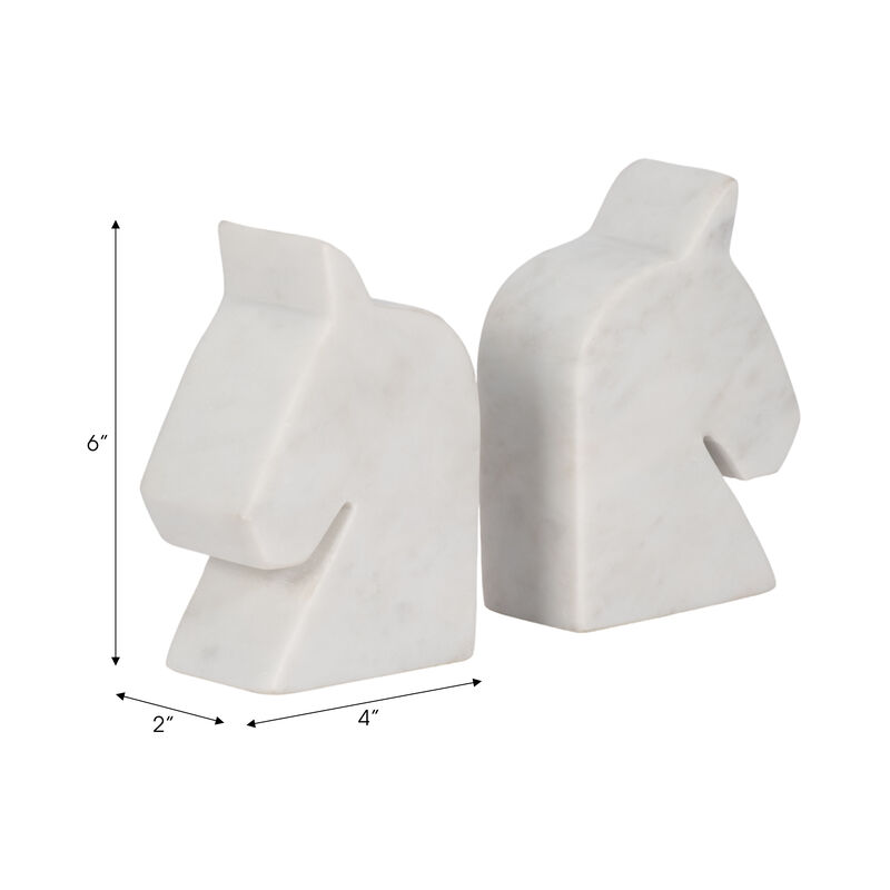 Marble Horse Head Bookends Set