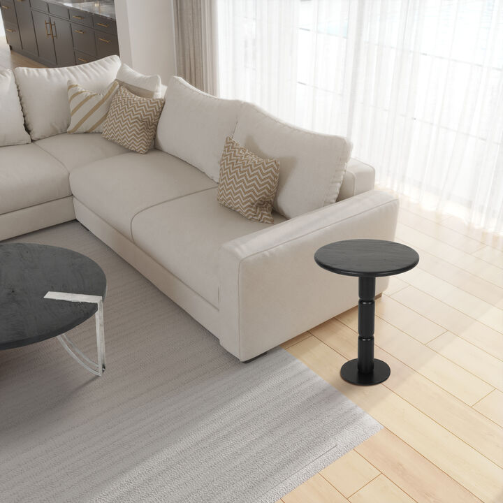 24 Inch Side End Table, Round Top with Turned Pedestal Base