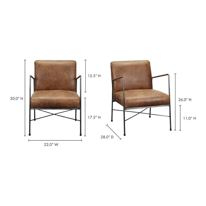 Moe's Home Collection DAGWOOD LEATHER ARM CHAIR BROWN
