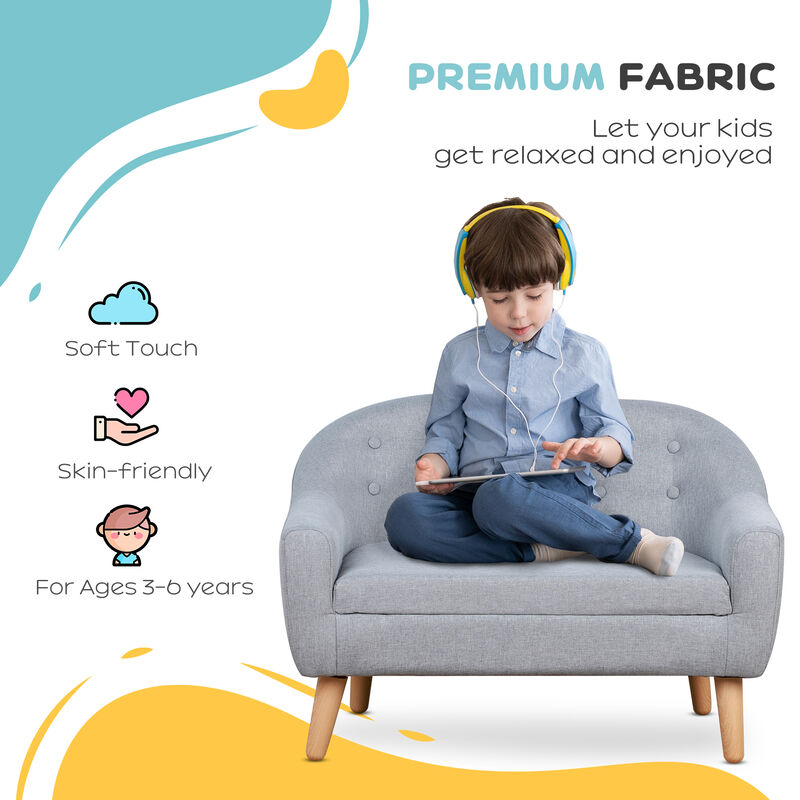 Cozy Children Sofa Couch Sturdy Wood 2 Seat Armrest Chair Kids Pink