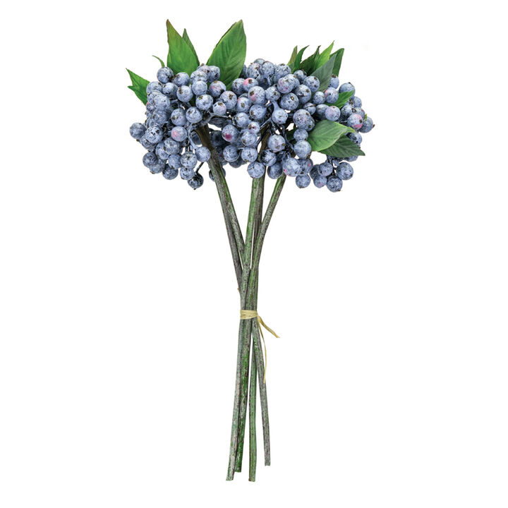 Set of 12 Blue Berry Foliage Bundles for Floral Arrangements and Home Decor