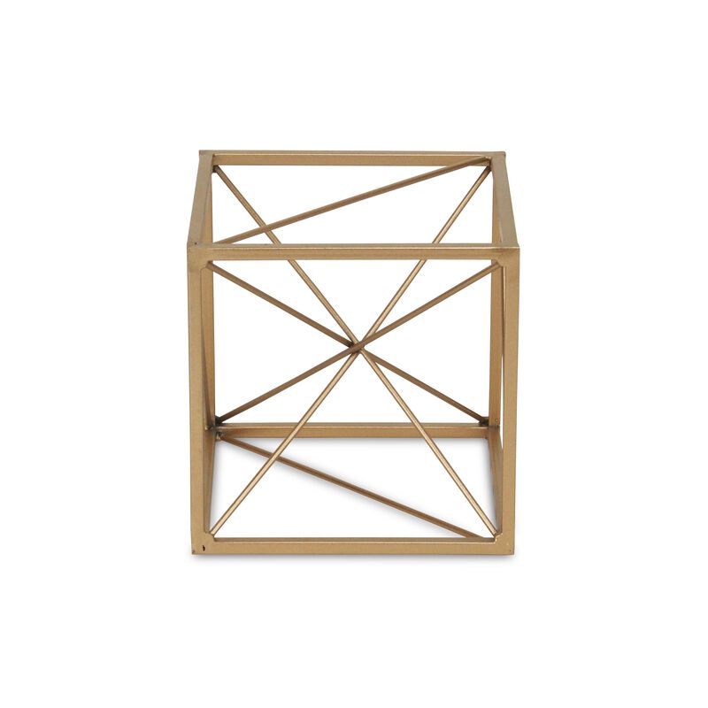 Emel Abstract Patterned Golden Cube Decor - Small