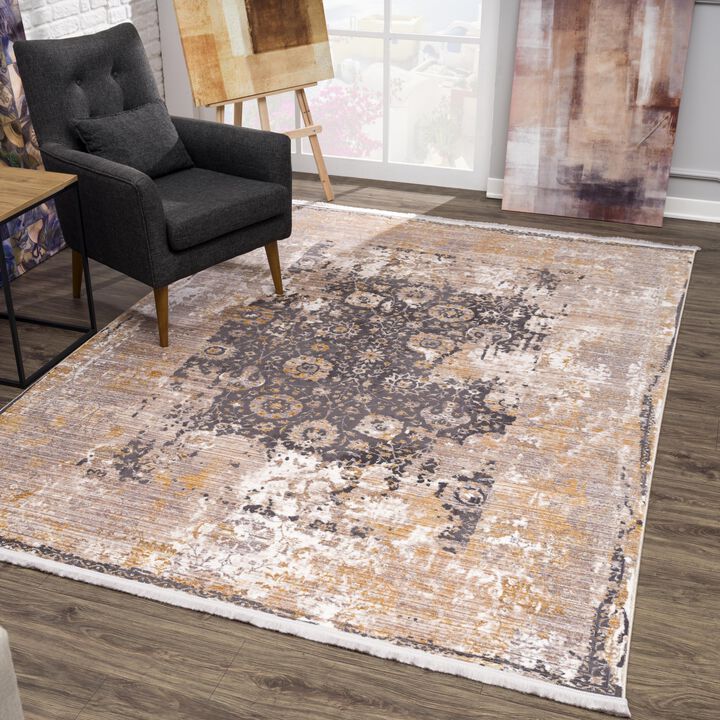 Amalfi Transitional Vintage Classic Grey Beige Indoor Area Rug