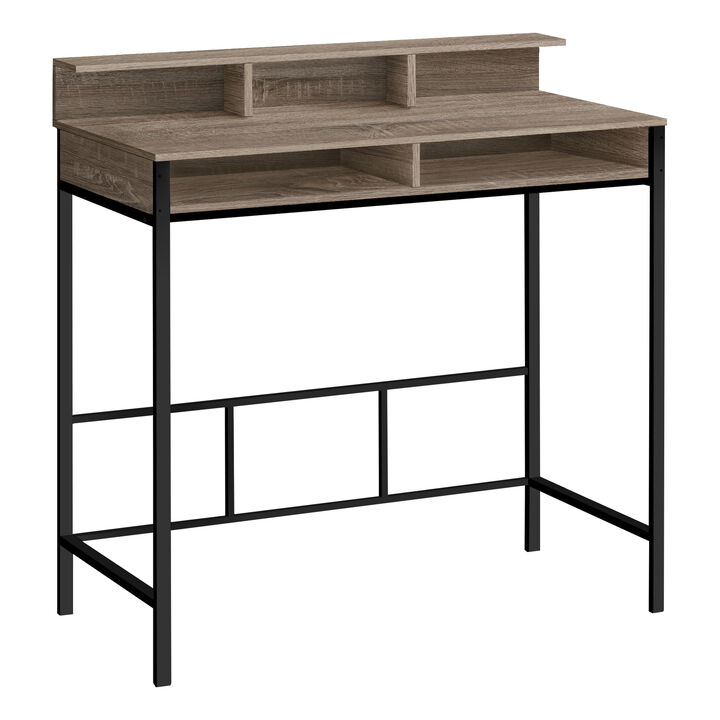 Monarch Specialties I 7702 Computer Desk, Home Office, Standing, Storage Shelves, 48"L, Work, Laptop, Metal, Laminate, Brown, Black, Contemporary, Modern
