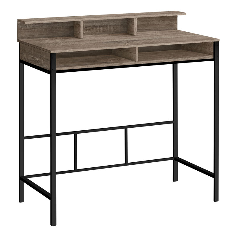 Monarch Specialties I 7702 Computer Desk, Home Office, Standing, Storage Shelves, 48"L, Work, Laptop, Metal, Laminate, Brown, Black, Contemporary, Modern