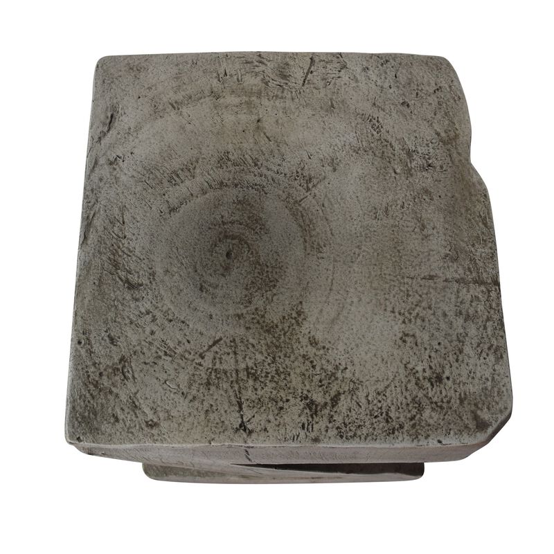 Kiara Side Table, Z Shape, Square 13 Inch, Light Gray Concrete Frame - Benzara