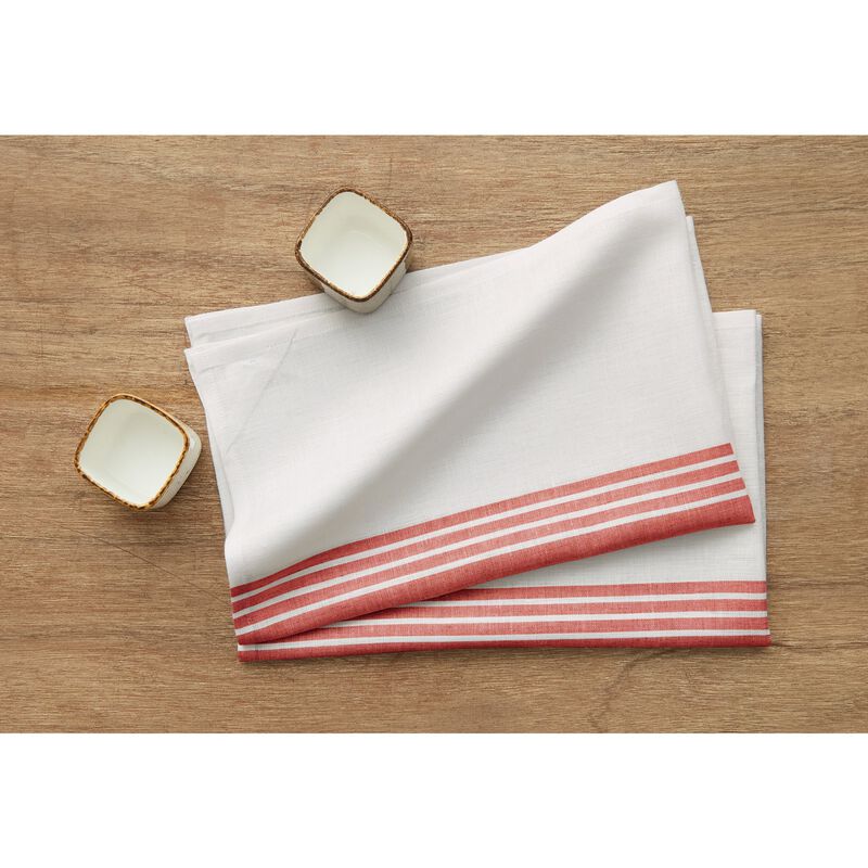 Solino Home 100% Pure Stripe Linen Kitchen Towels 17x26" Set of 2 for Spring & Easter | Farmhouse