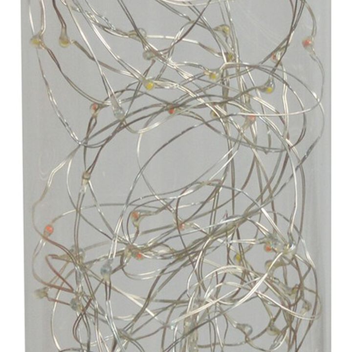 Column Table Lamp with Integrated Multicolored LED, Clear-Benzara