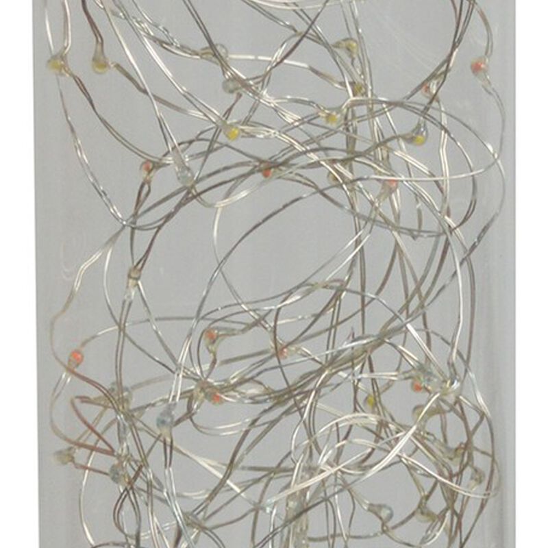 Column Table Lamp with Integrated Multicolored LED, Clear-Benzara