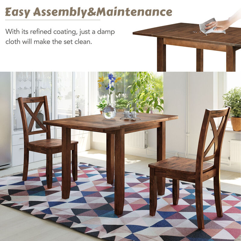 Merax 3-Piece Wood Drop Leaf Extendable Dining Table Set