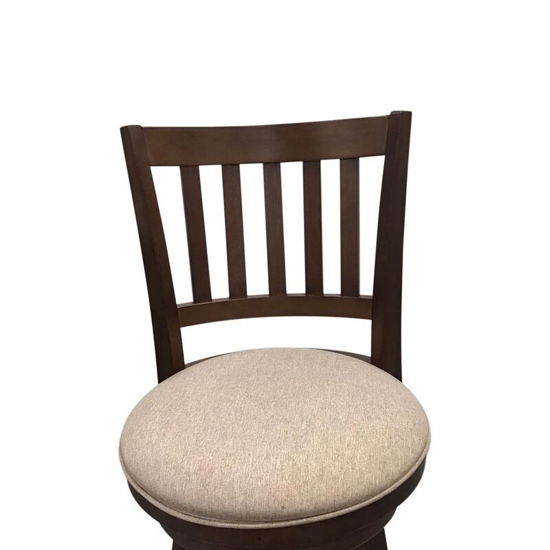 Carolina Living Sara Slat Back Swivel Barstool - Set of 2 - Walnut - Beige Upholstery
