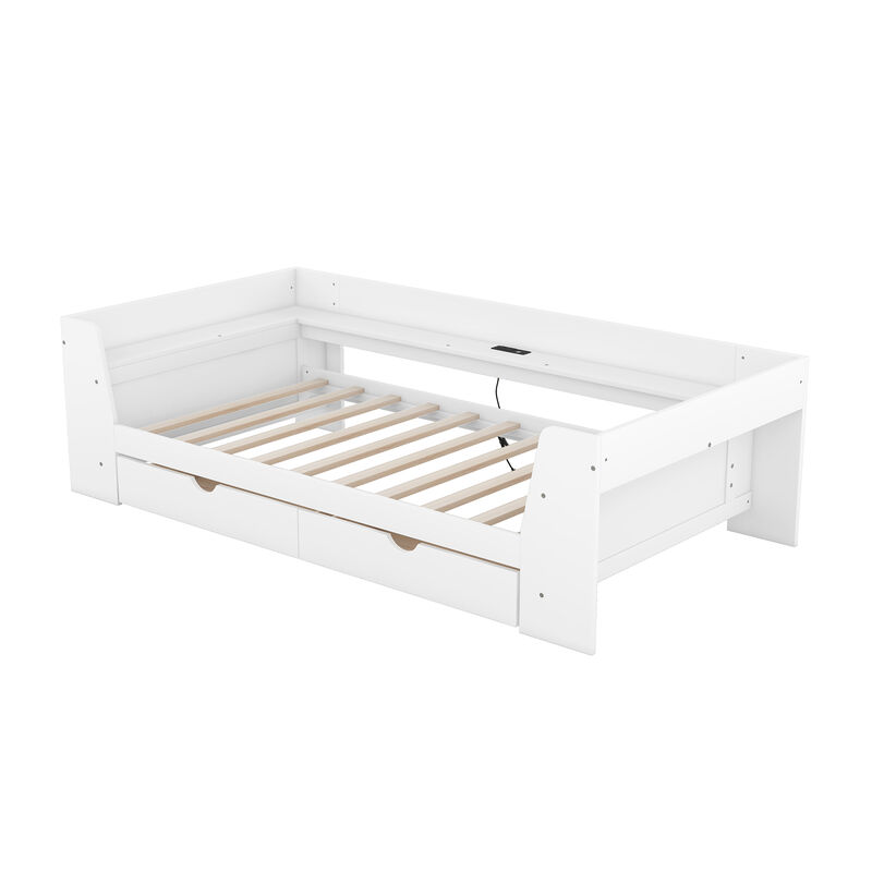 Merax Daybed Bed with Shelves and Drawers