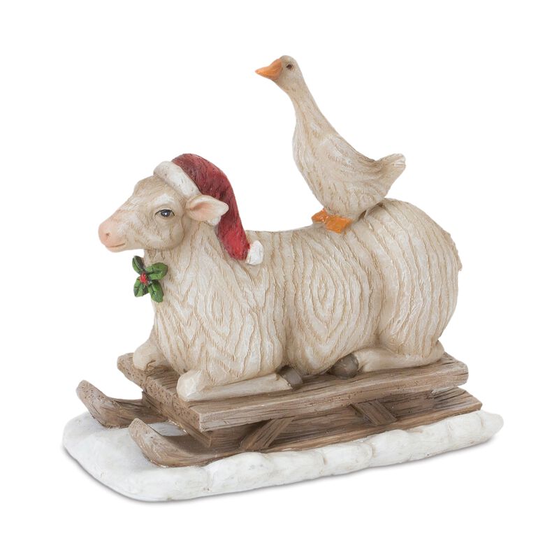 Santa and Animals on Sled for Holiday Decor and Christmas Festive Display (Set of 2)
