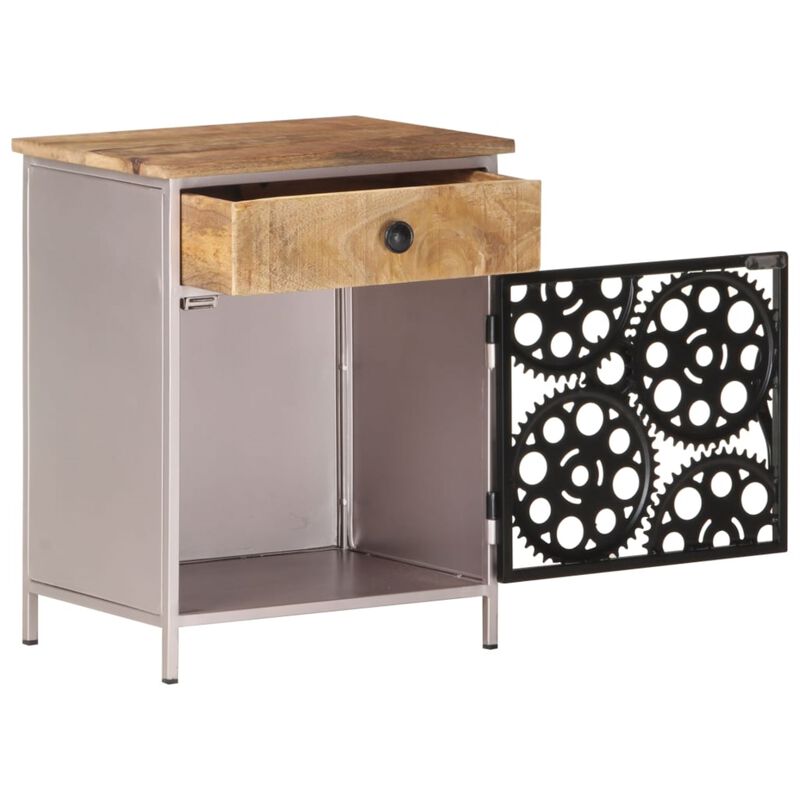 vidaXL Bedside Cabinet 15.7"x11.8"x19.7" Rough Mango Wood