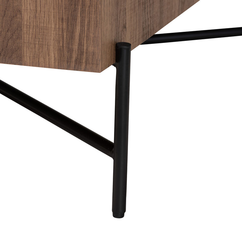 Baxton Studio Savion Modern Walnut Brown Finished Wood and Black Metal Coffee Table