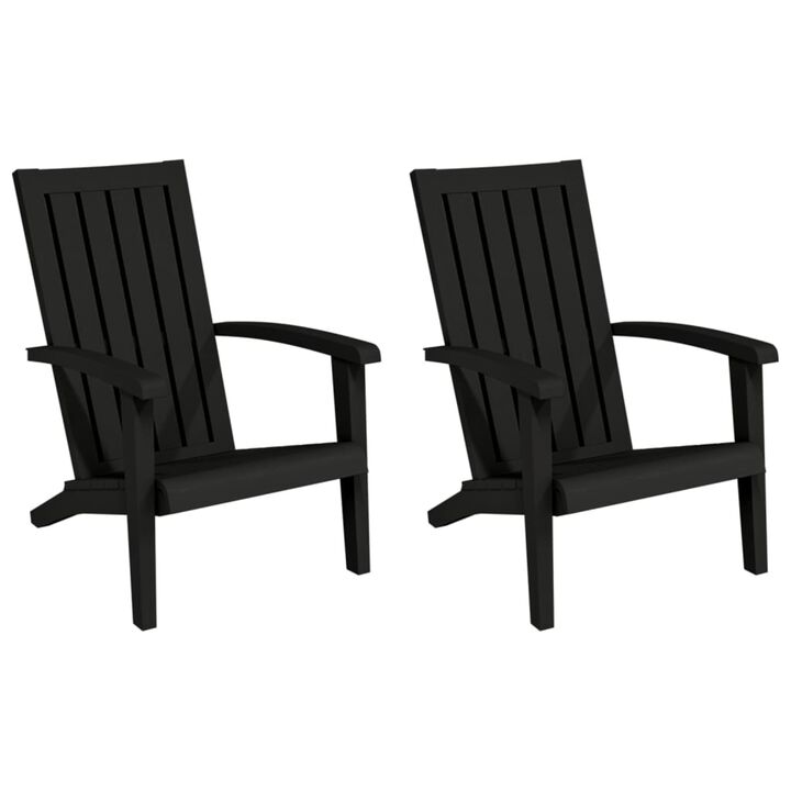 vidaXL Patio Adirondack Chairs 2 pcs Black Polypropylene