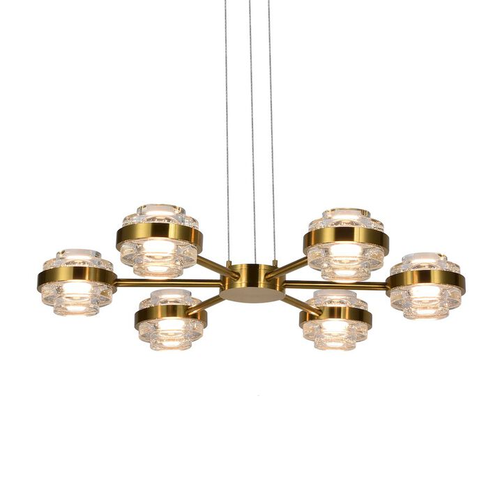VONN Lighting 6-Light Height Adjustable Pendant Lighting Integrated LED Chandelier