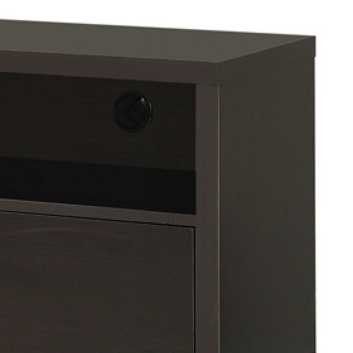 Fabulously Designed  tv console with chrome legs, Brown-Benzara