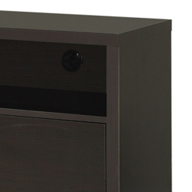Fabulously Designed  tv console with chrome legs, Brown-Benzara