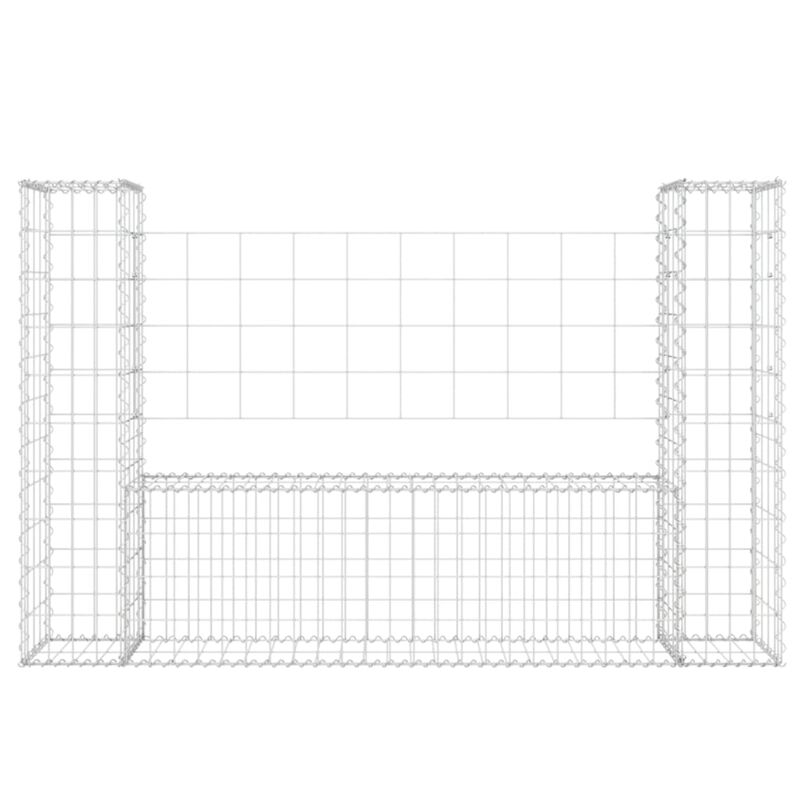 vidaXL U-shape Gabion Basket with 2 Posts Iron 55.1"x7.9"x39.4"