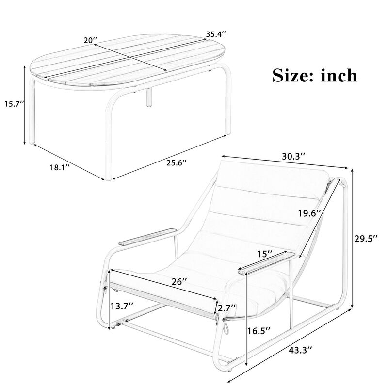 Merax Outdoor Chaise Lounge Chairs ans 1 Side Table