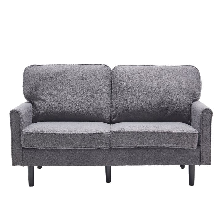 Mondawe Bouclé Loveseat Sofa, 2 Seater Small Sofa Couches with USB & Removable Pillow Cover