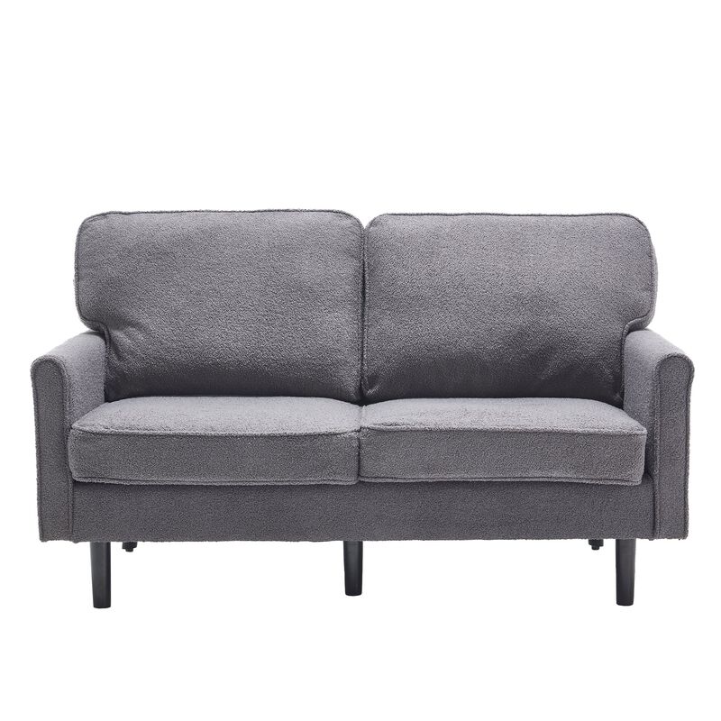 Mondawe Bouclé Loveseat Sofa, 2 Seater Small Sofa Couches with USB & Removable Pillow Cover
