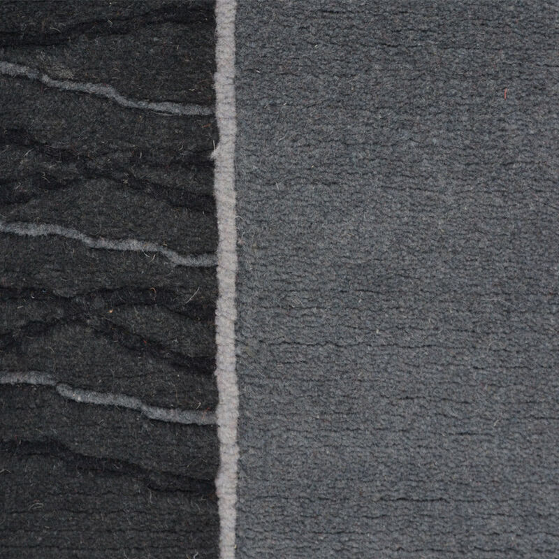 Rugsotic Carpets Hand Knotted Tibbati Wool 5'7''x7'10'' Area Rug Contemporary Gray Black T00206