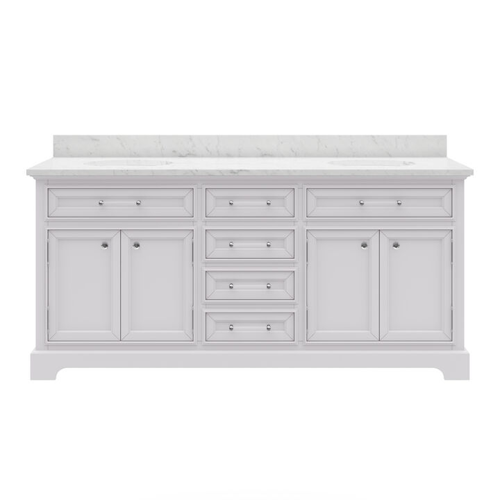 72 Inch Pure White Double Sink Bathroom Vanity From The Derby Collection