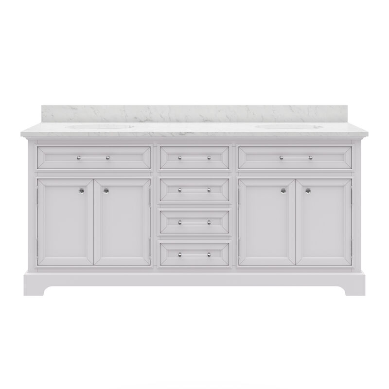 72 Inch Pure White Double Sink Bathroom Vanity From The Derby Collection