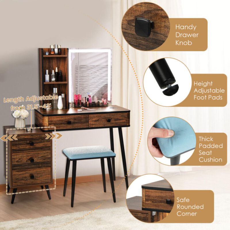 Hivvago Vanity Makeup Table Set with Lighted Mirror