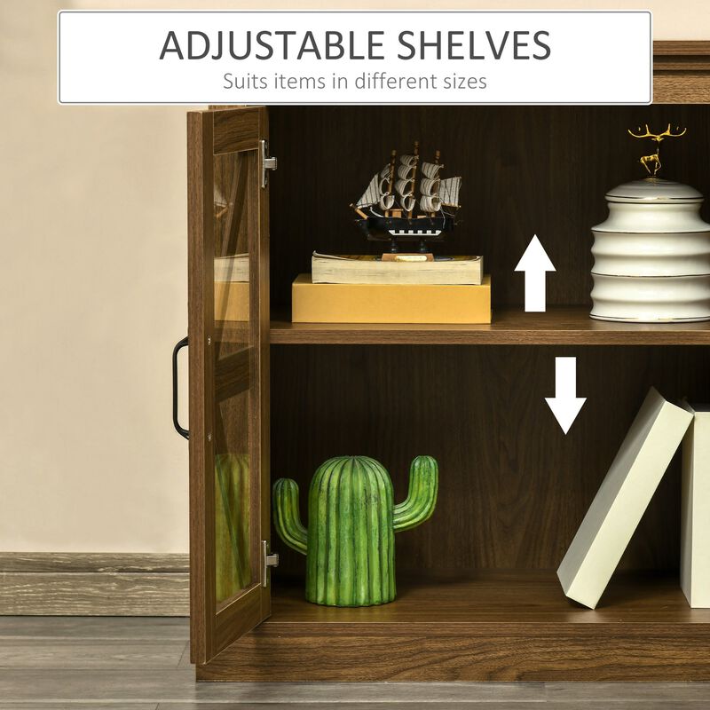 Natural Rustic Cabinet: Kitchen Sideboard with Glass Door TV Stand