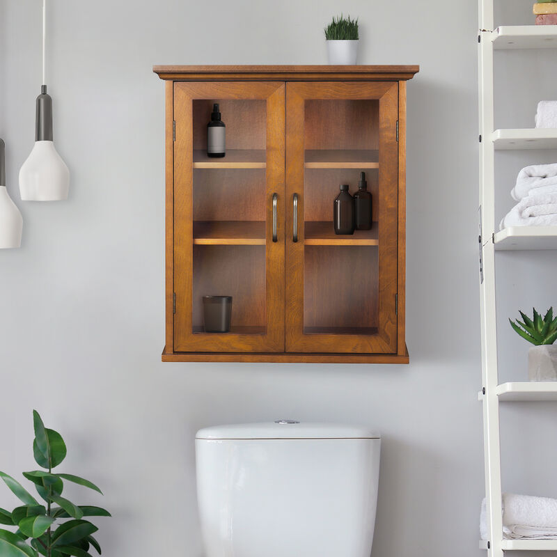 Teamson Home Avery Removable Wall Cabinet with 2 Doors- Oil Oak