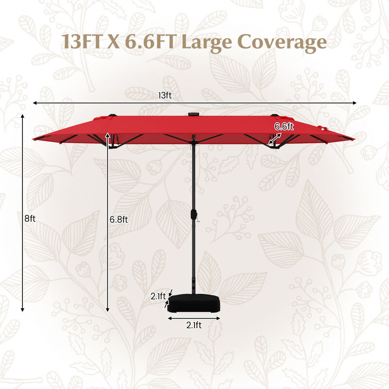 Double-Sided Patio Umbrella with Solar Lights for Garden, Pool, and Backyard Shade