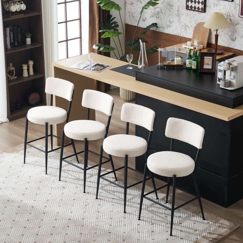 Modern teddy fabric bar stools - Stylish island seating