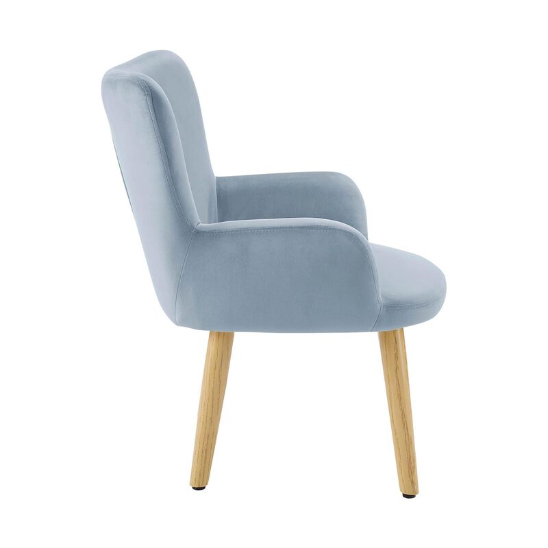 Astrid Kids Upholstered Accent Chair with Pine Legs, Ice Blue Velvet