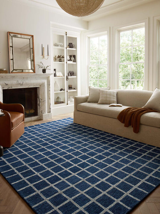 Polly POL-05 Navy / Silver 8''6" x 11''6" Rug by Chris Loves Julia