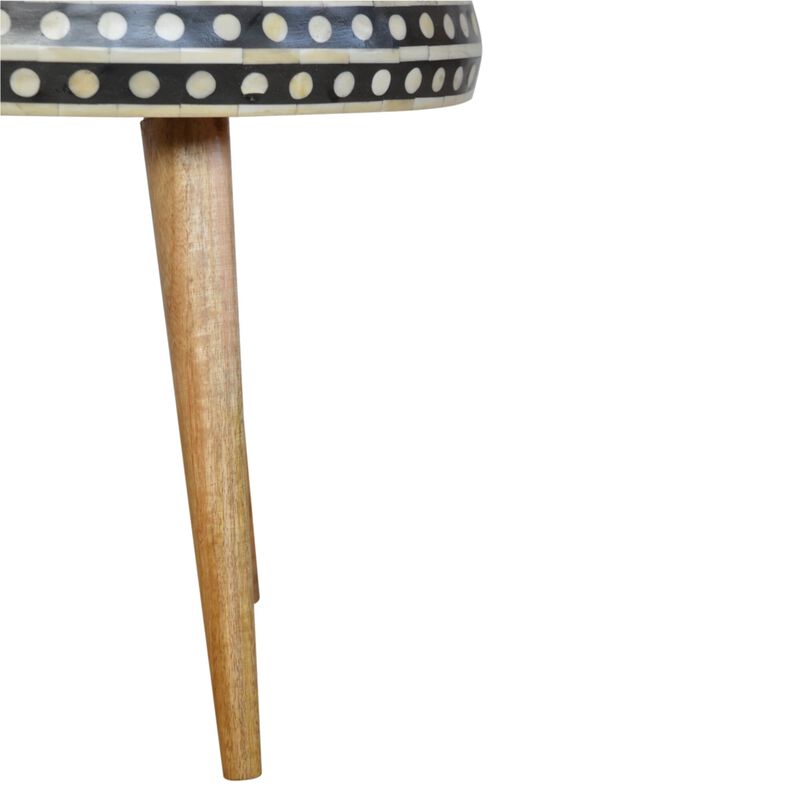 Solid Wood oak-ish Small Patterned Nordic Style End Table