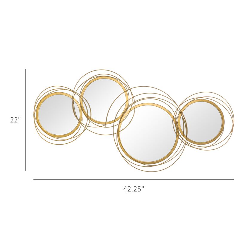 Gold Wall Art: Modern Metal Mirror Decor for Living Spaces