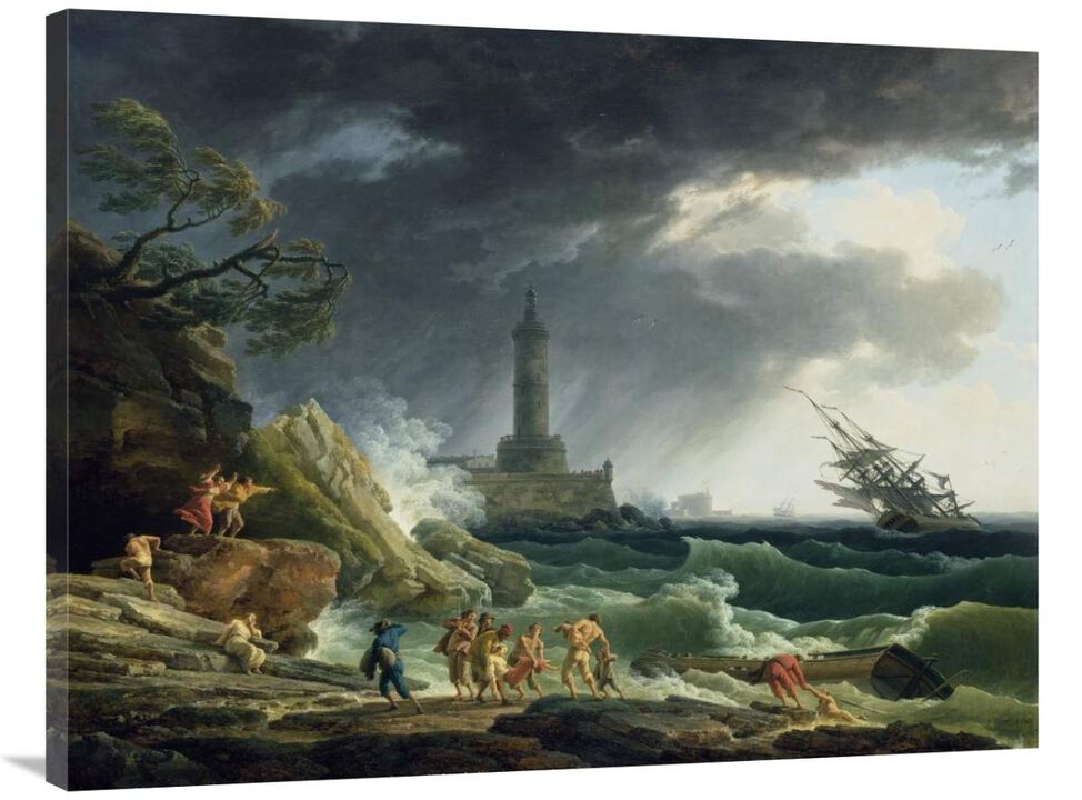 A Storm on a Mediterranean Coast-Canvas Art-40x30