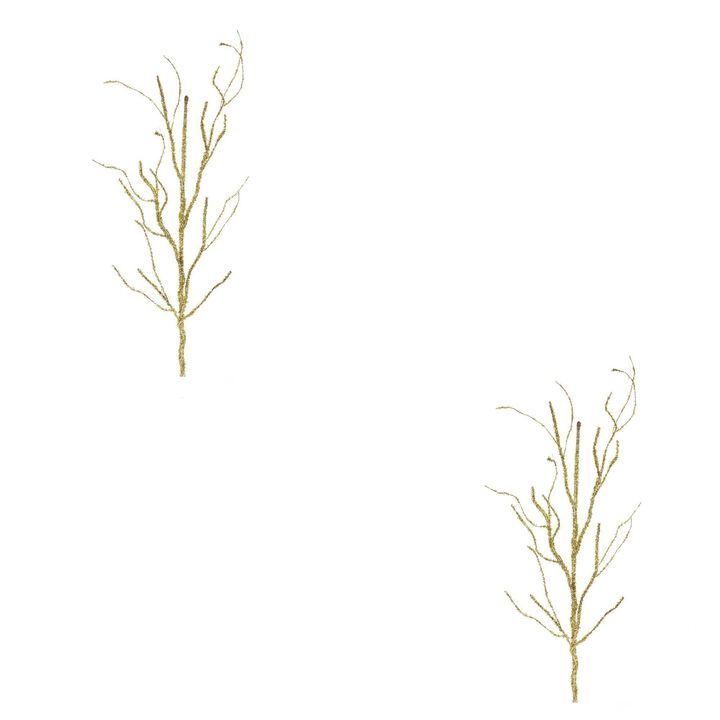 Set of 2 Glitter Branches – Plastic/Wire Christmas Holiday Decor for Home, Mantel, and Seasonal Display