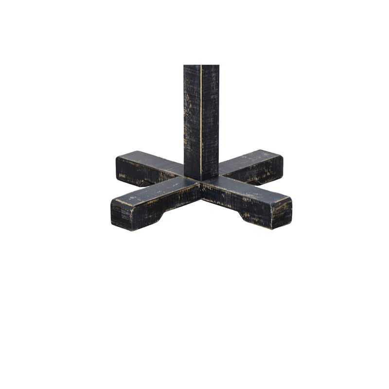 Rena Coat, Hat Rack Stand, 8 Wood Stems, 72 Inch Rustic Black Mahogany - Benzara