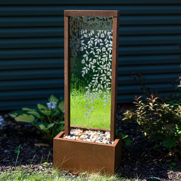 Sunnydaze Wisteria Vines Zinc Outdoor Water Fountain with LEDs - 47.25"