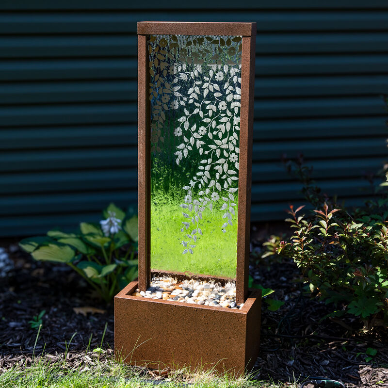 Sunnydaze Wisteria Vines Zinc Outdoor Water Fountain with LEDs - 47.25"