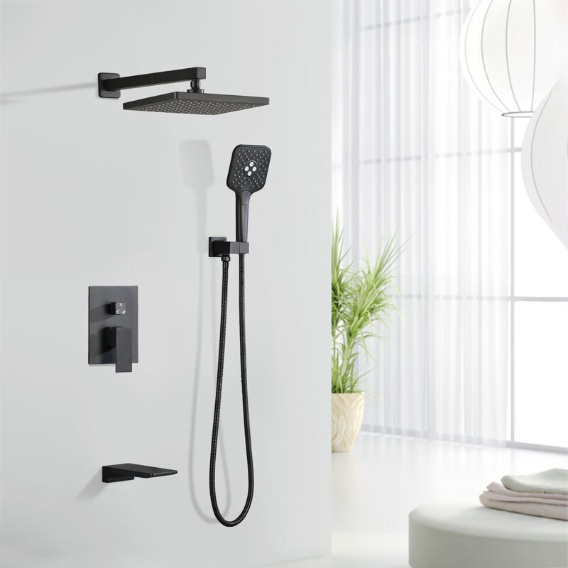 Wall Mounted Shower System with Handheld and Rainfall Shower Heads